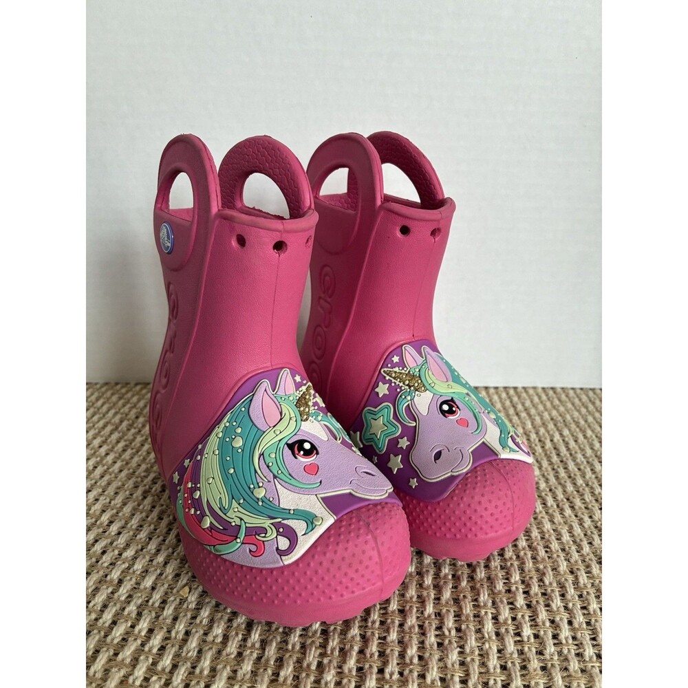Crocs Handle It Rain Boot - Size 6 Toddler C6- Candy Pink Unicorn